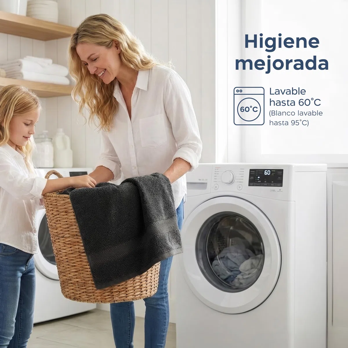 Twinzen Toalla de Baño Grande 100x200 cm – Toalla XXL de Algodón 100%, Absorbente y Suave, con Cinta para Colgar, Certificada Oeko-Tex, Antracita