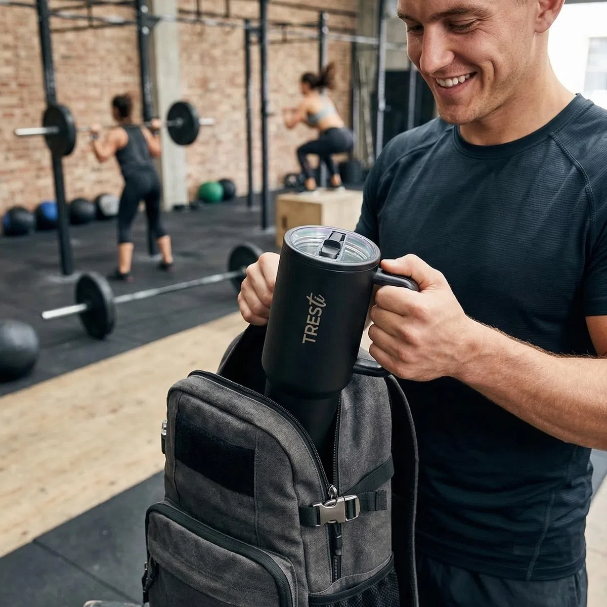Tumbler Térmico 1,2L (40oz) con Asa y Pajita Abatible - Termo de Acero Inoxidable 100% Antigoteo - Vaso Térmico EcoSostenible - Mantiene Frío 12H y Calor 6H - Negro