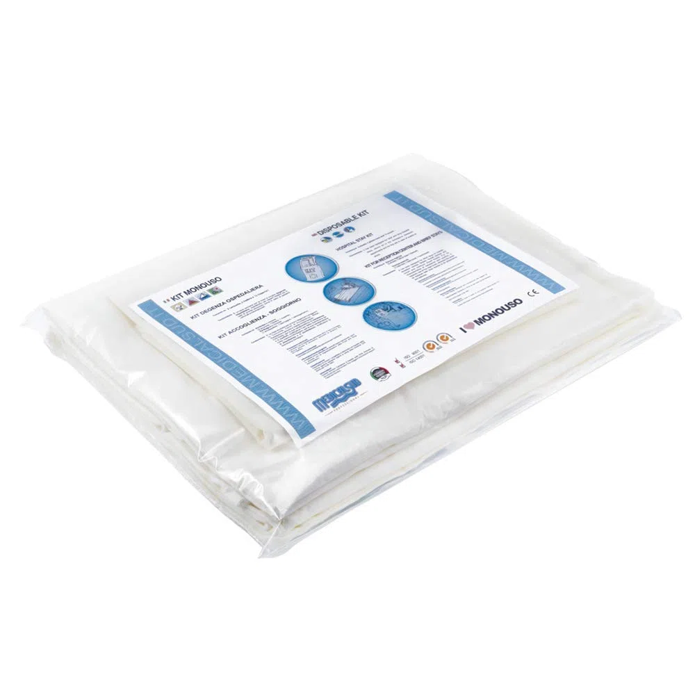 45 Kit Cama Individual Desechable En Tnt 2 Sábanas Cm 140 x 240 y 1 Funda De Almohada Cm 60 x 80