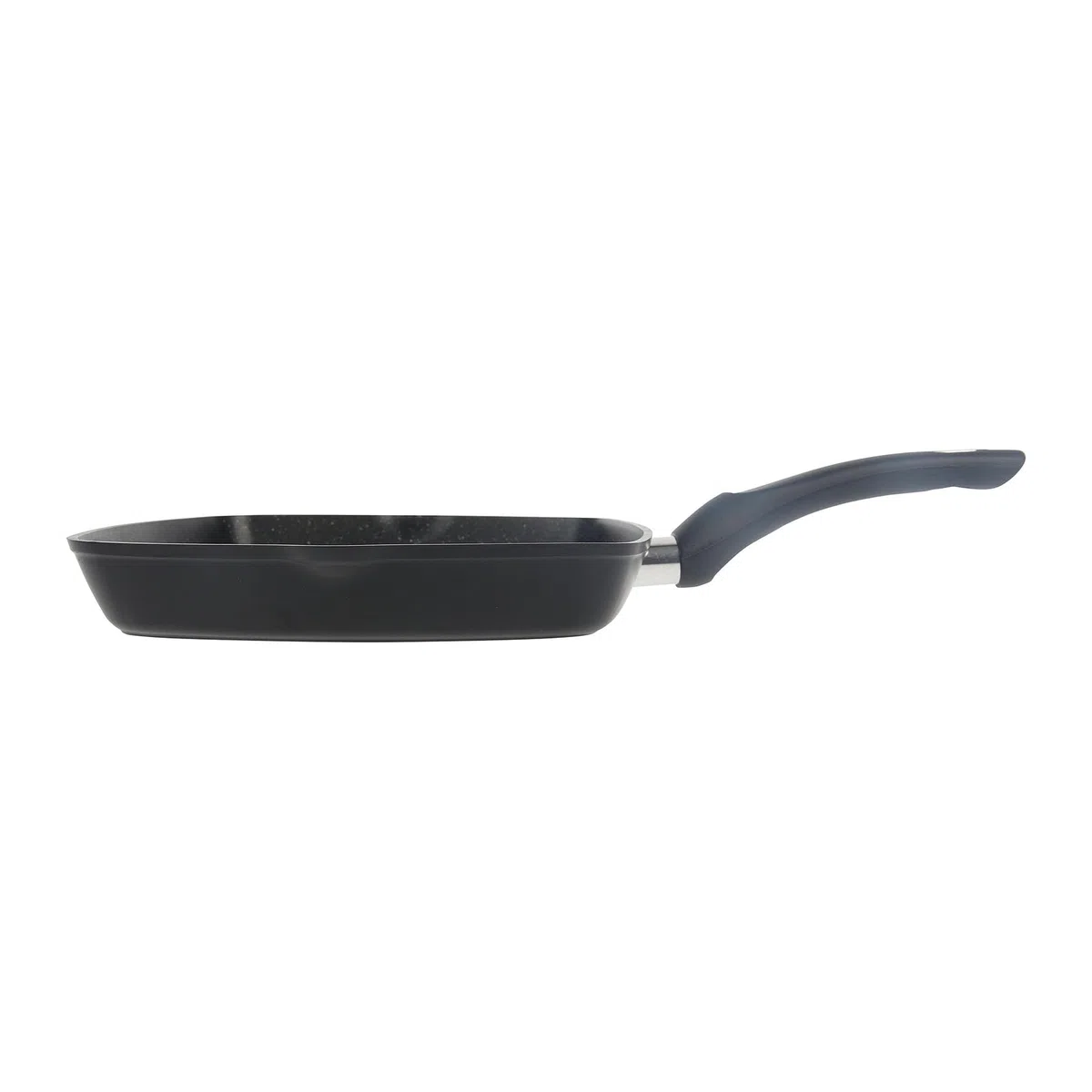 Crealys 529426 Granity - Sartén para parrilla (aluminio forjado, 24 x 24 cm, revestimiento interior antiadherente, efecto piedra sin PFOA, parrilla para carne de todo tipo de fuego, incluida inducción
