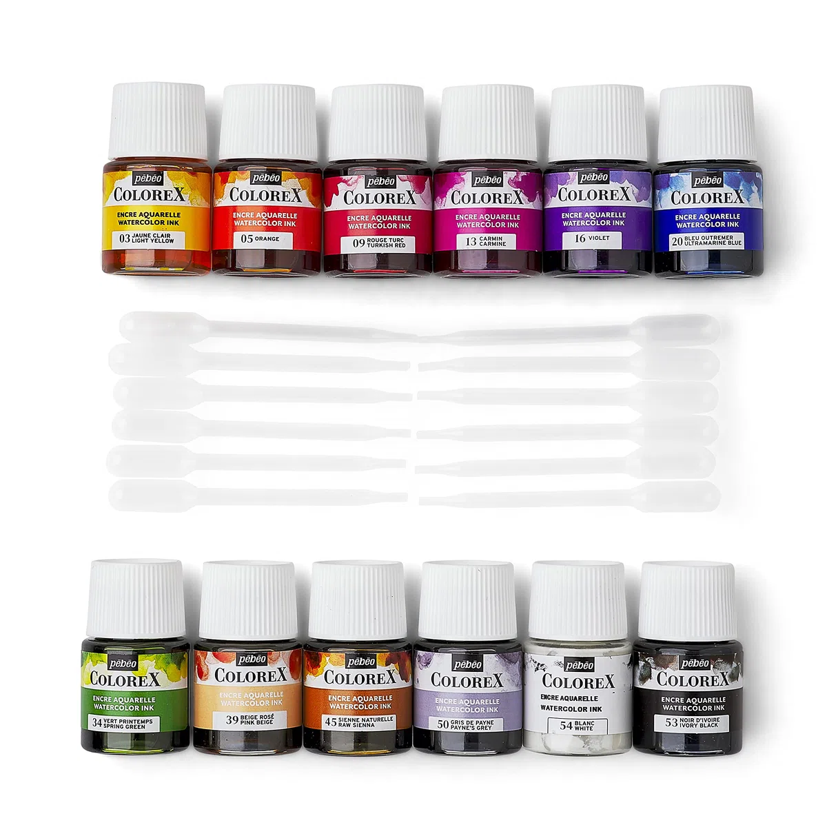 Pebeo Colorex - Kit de Dibujo Manga e Ilustración con 12 Botellas Surtidas de Tinta Esencial para Acuarela 20 ml