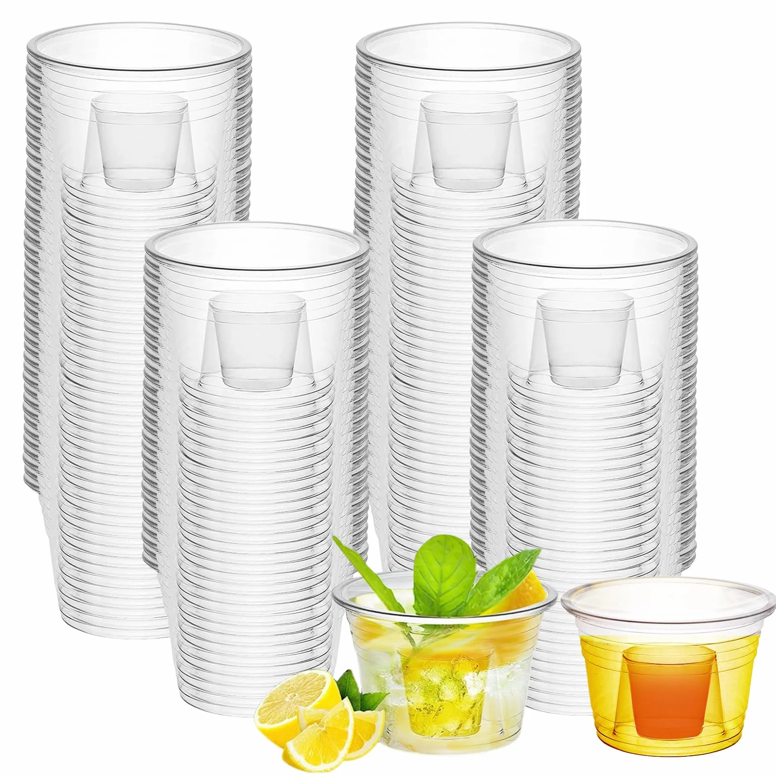 Vasos de Plástico Desechables 100 Piezas Copas Vino Plastico Resistentes y Reutilizables 175+25ml Ideal para Fiesta Pícnics Bodas Cumpleaños y Navidad