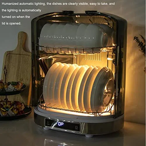Gabinete de desinfección de cocina, esterilizador vertical de 55 litros con secado e iluminación de escritorio, limpia y desinfecta utensilios de cocina sin esfuerzo