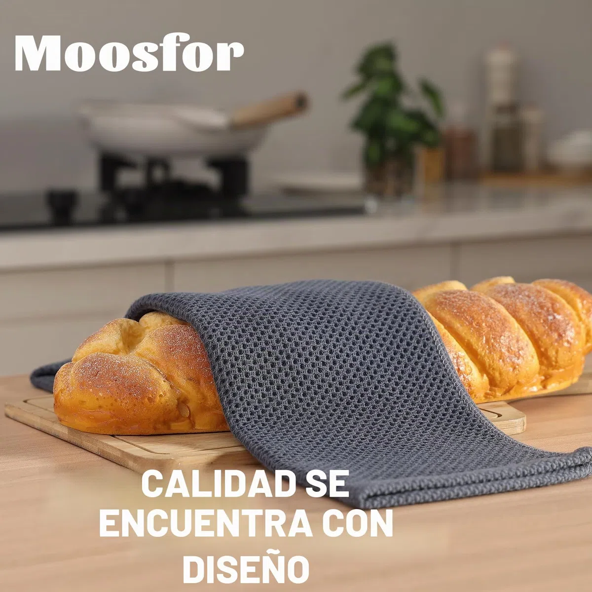 Moosfor Paños de limpieza de cocina 100% algodón, muy absorbentes, suaves, accesorios de cocina de secado rápido, 6 unidades, 30 x 30 cm, gris oscuro