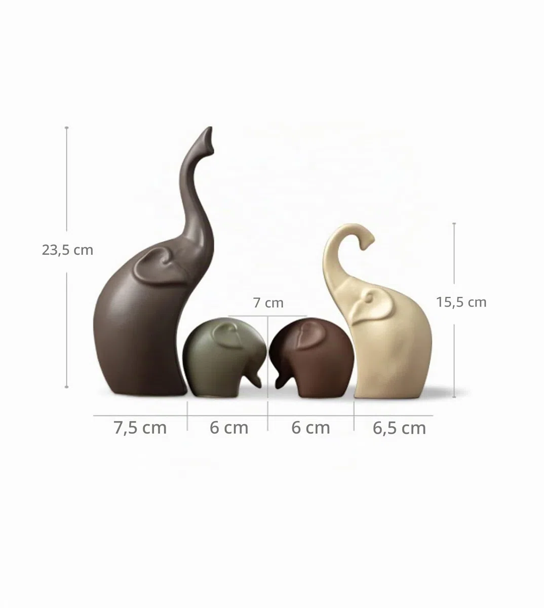 Lin's Wood Juego de 4 Figuras de Elefante de cerámica, diseño Moderno, Multicolor.
