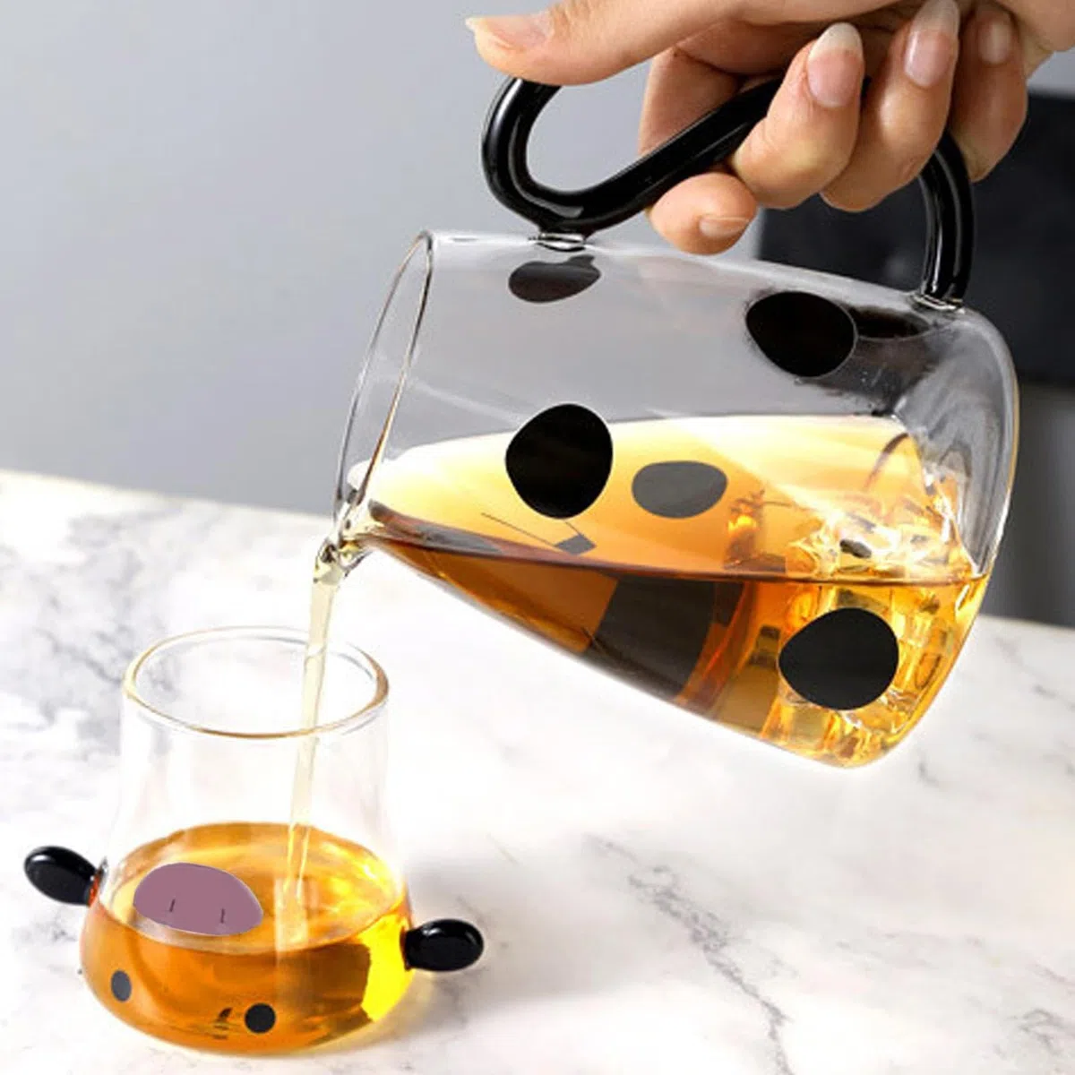 Generico Para el agua In Di - Jarra | En Transparente, Botella De Leche | Transparente De 1 Litro (1) Con Contenedor Para Bebidas A Juego, Decorativo Para Expositor De Mesa