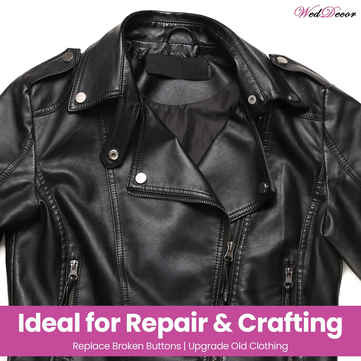 WedDecor - Prensa de clavos de metal resistente sin níquel (4 partes, botones a presión, remaches de botón, para cuero de ocio creativo, chaquetas, bolsos, correas, vaqueros, ropa de reparación,