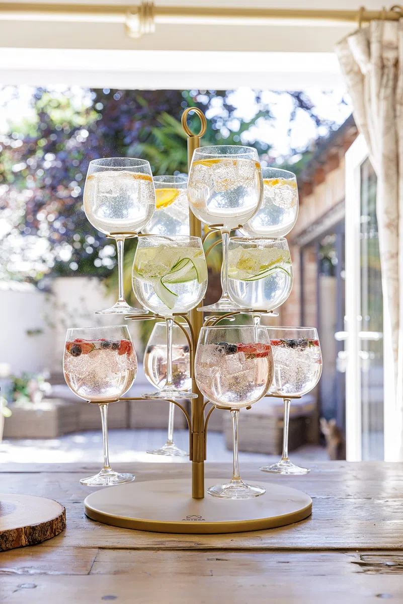Artesà Árbol para servir cócteles y aperitivos de acero inoxidable, 34 x 54 cm, en caja de regalo, dorado