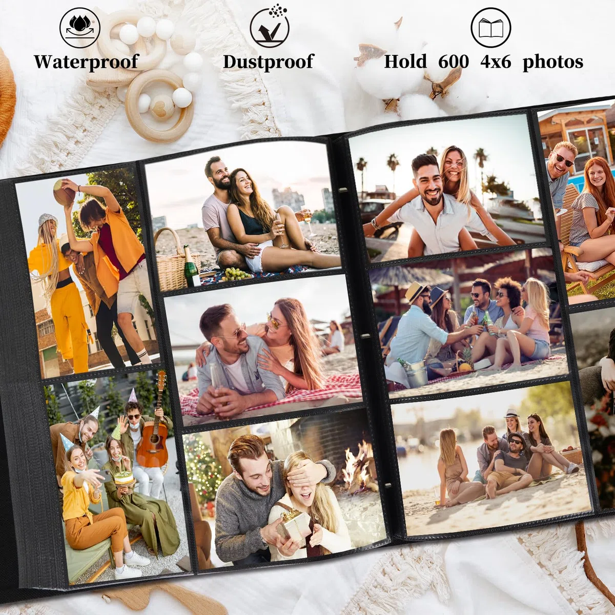 Artmag Álbum de fotos de 4 x 6 pulgadas, 600 fotos, cubierta de piel de gran capacidad, álbumes de fotos familiares para bodas, capacidad para 600 fotos horizontales y verticales de 4 x 6 pulgadas con