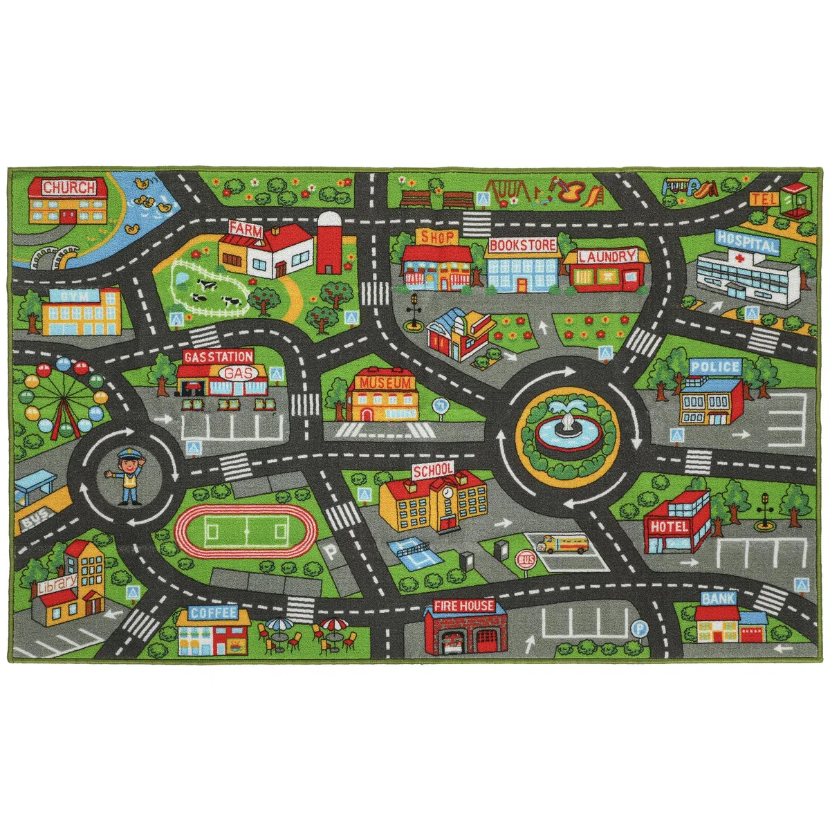 AIYAPLAY Alfombra Infantil, Carretera de Ciudad, 160x100 cm, Alfombra Educativa Antideslizante para Gateo y Jugar con Coches, para Salón y Dormitorio, Textura Suave