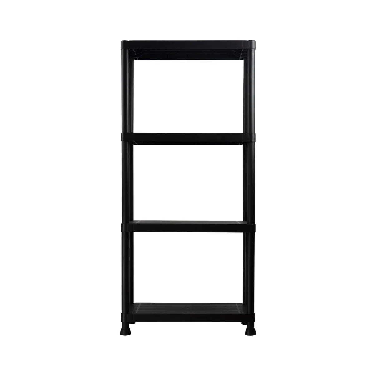 THINIA HOME - Estantería Almacenaje, Polipropileno PP, Multiusos, Hogar, Trastero, Domitorio y Cocina, 4 Baldas, Carga Máxima 100Kg, 61x31x131cm (Largo x Ancho x Alto), Color Negro