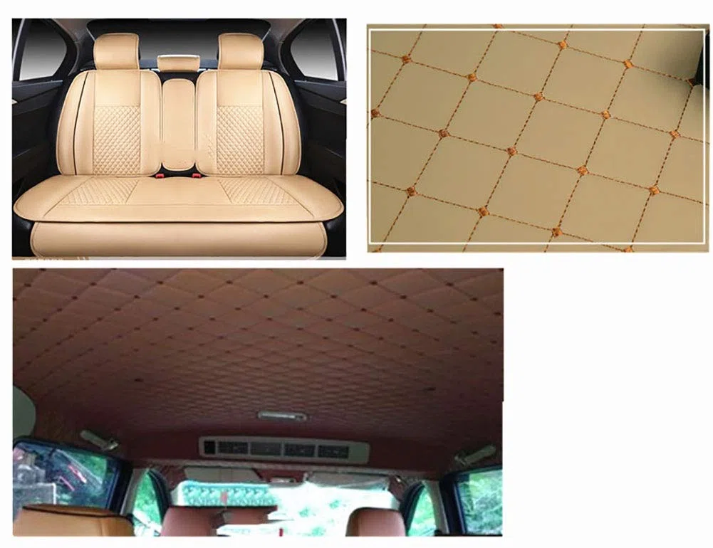 Cuero Artificial PU Tela de Grano de Cuero de imitación Material texturizadoTela por Metros de Polipiel para tapizar - Tapicería -para Cojines de Coche,Beige