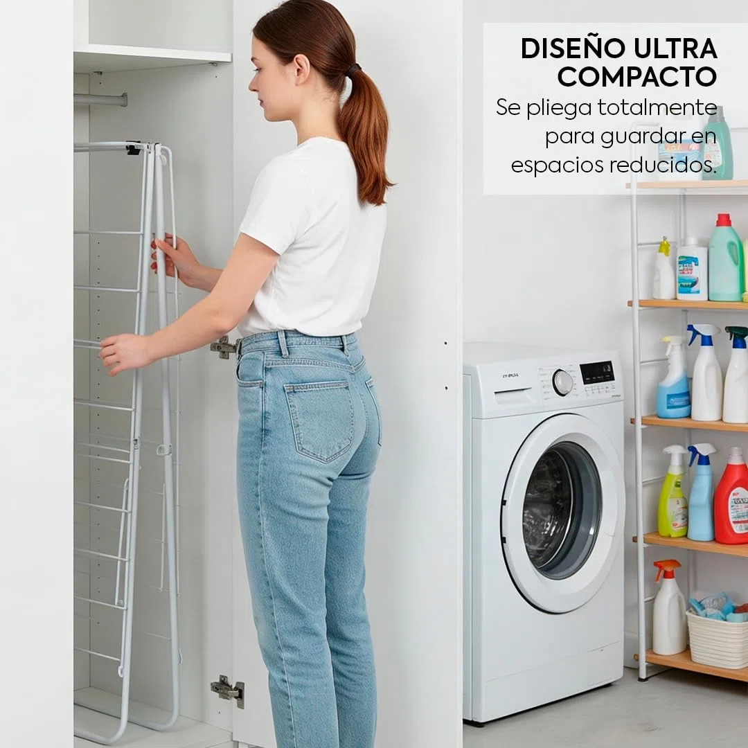 HERSIG - Tendederos Plegables - Tendedero Plegable con Estante - Tendedero Interior y Exterior con 20 Metros de Tendido - Montaje Sencillo - Hierro - Color Blanco