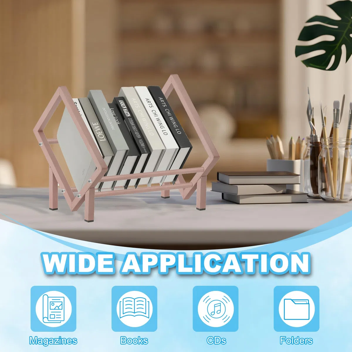 PATIKIL 11.8" Estante De Mesa, Estante De Escritorio Pequeño Estante De Libros De Acero Inoxidable Organizador De Almacenamiento De Libros para Escritorio Libros Soporte, Negro