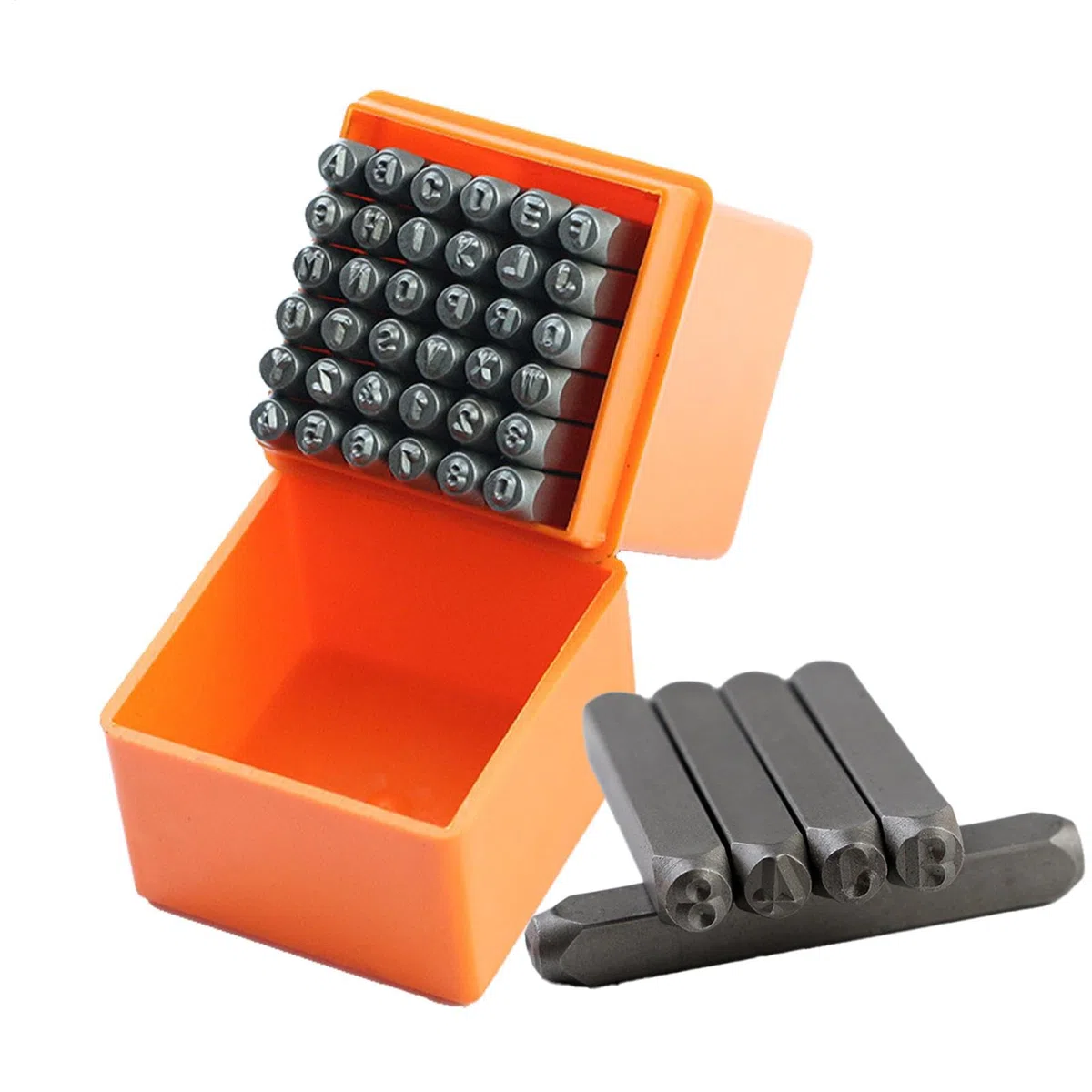 Juego de 36 herramientas de estampación de acero y metal, 3 mm, juego de sellos de letras y números de 3 mm, juego de perforadores de letras y números de acero | Juego de troquelado de metal