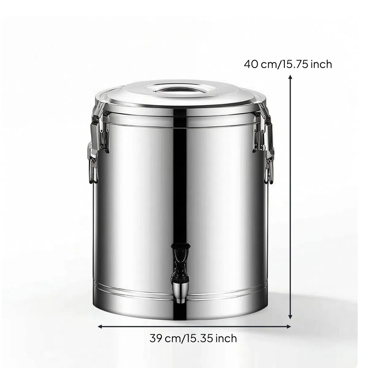 Cubo Térmico con Tapa Comercial Contenedor Isotérmico Acero Inoxidable Reutilizable Termo Industrial para Restaurantes, Bufés, 50L, Con Grifo