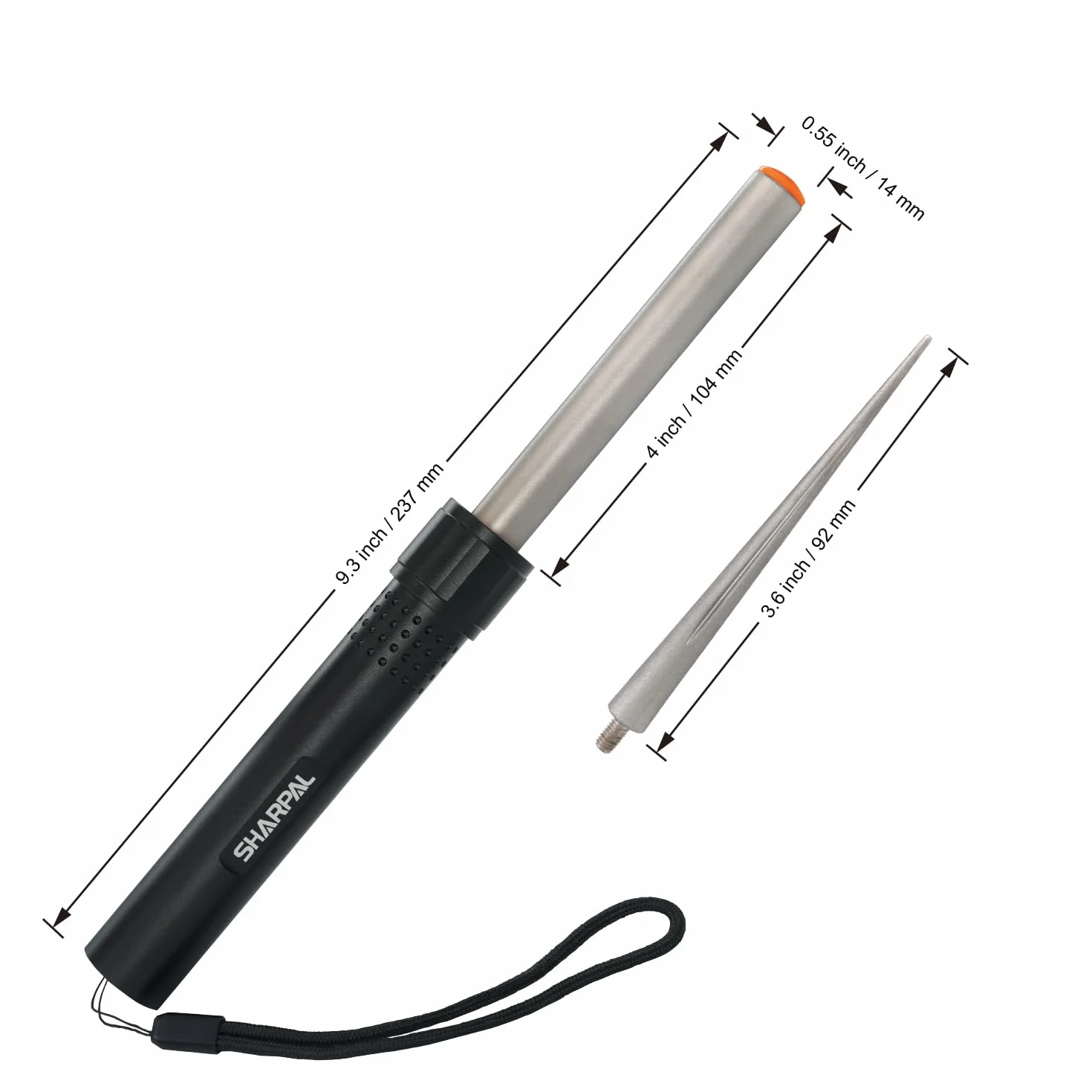 SHARPAL 178N Afilador 3 en 1 | Chaira de diamante de grano 600, 10,16 cm | Afilado de todo tipo de cuchillos y herramientas con filo recto, filo dentado y ganchos | Afilador de navajas