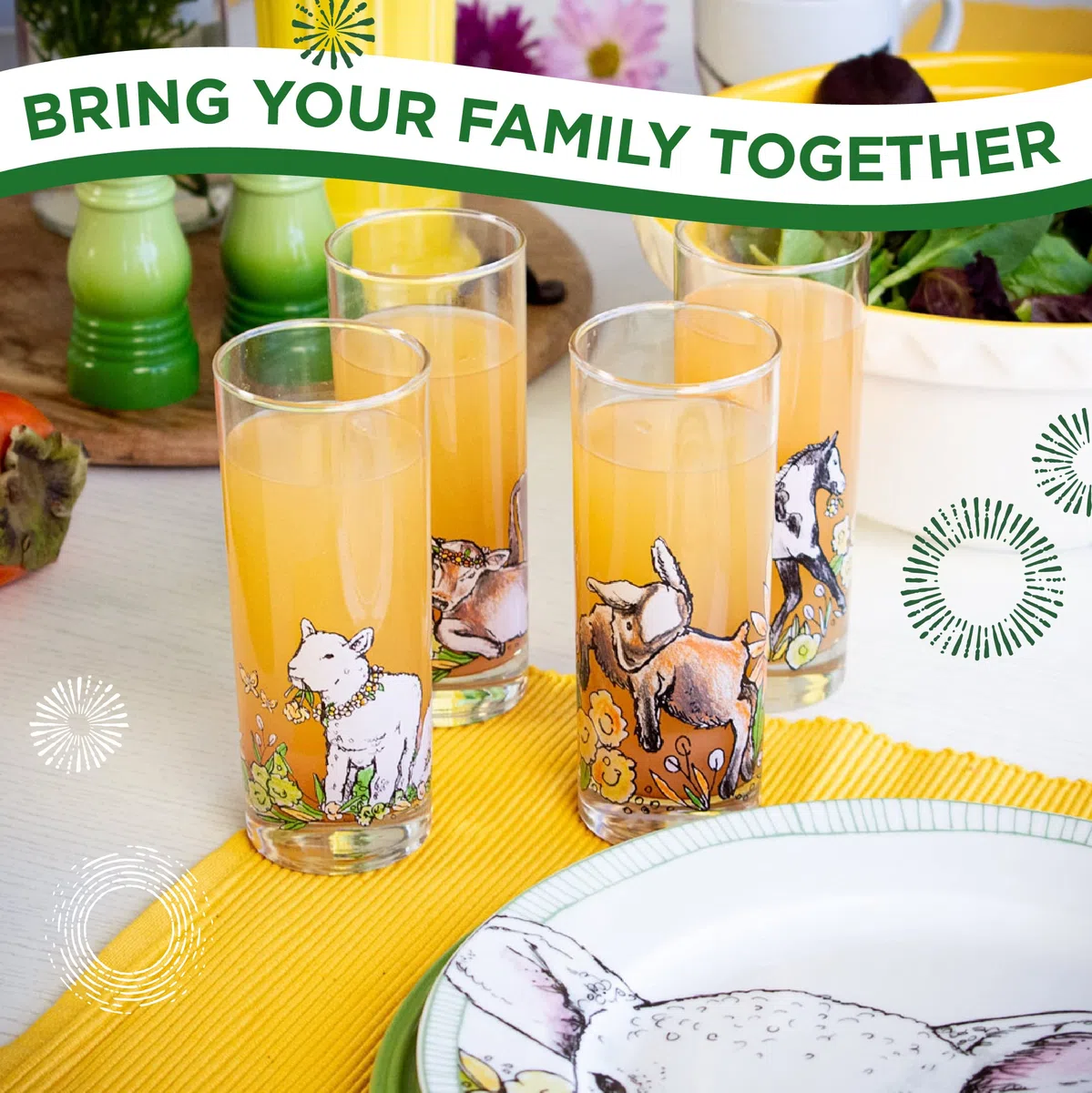 Everything Kitchens Baby Barnyard Animals Colección vajilla