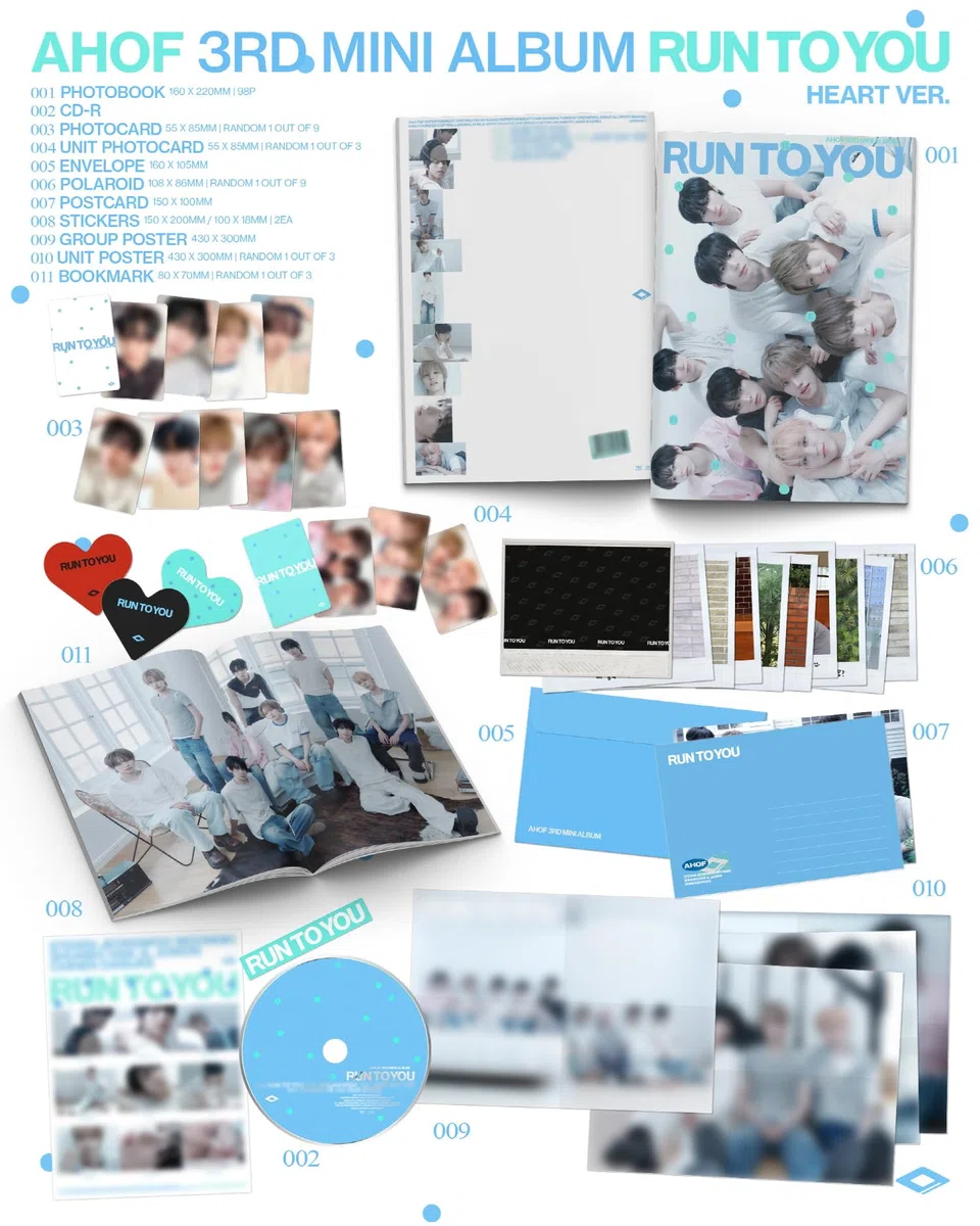 (Juego de 3 versiones: 1 libro de fotos + 1 Digipack + 1 QR) AHOF RUN TO YOU 3er mini álbum con seguimiento