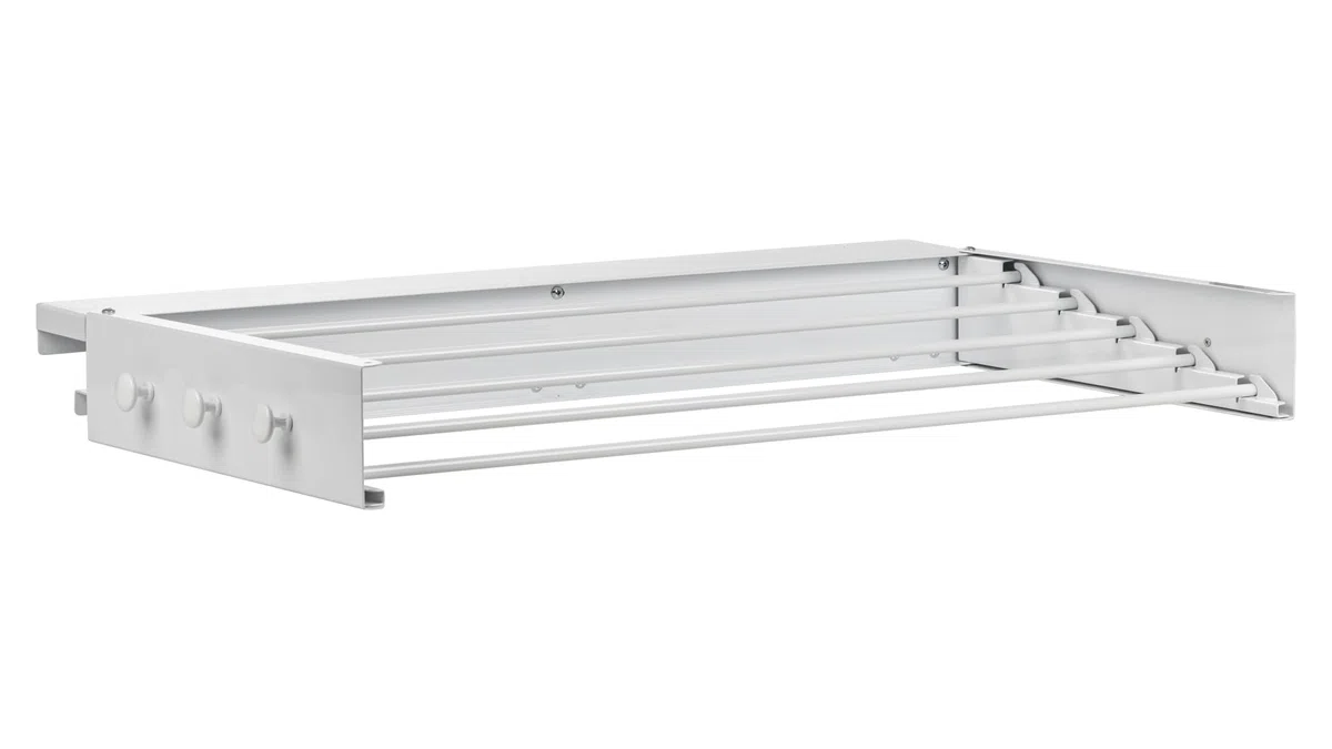 Avoid tendedero de Pared Blanco Plegable – tendedero Pared Extensible con 5 Barras – tendedero Plegable Ropa Metal – tenderete Extensible Ventana balcón – Tendedero retráctil 80x39 cm