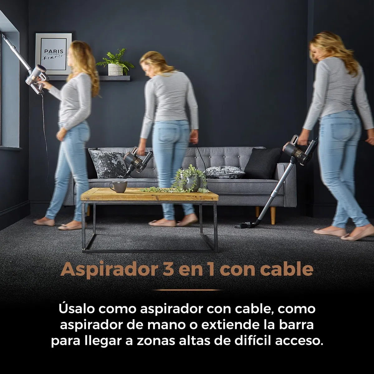 Tower T513005BLG XEC20 Plus Aspirador Vertical 3 en 1 – Aspiradora con Cable con Succión Ciclónica, Filtro HEPA 13 Integrado y Modo Aspirador de Mano Extraíble – Negro y Rosa Oro