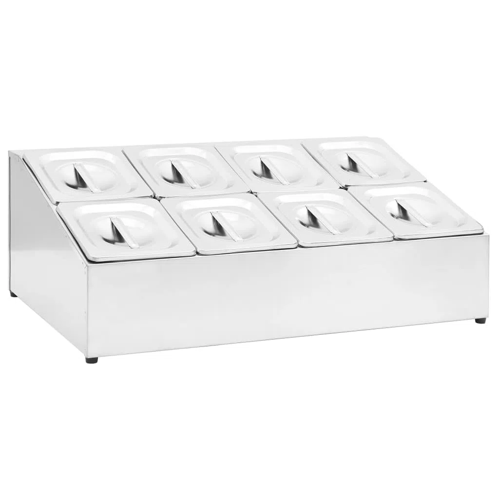 Home & Garden Item-Gastronorm - Contenedor con 8 sartenes GN 1/6 de acero inoxidable