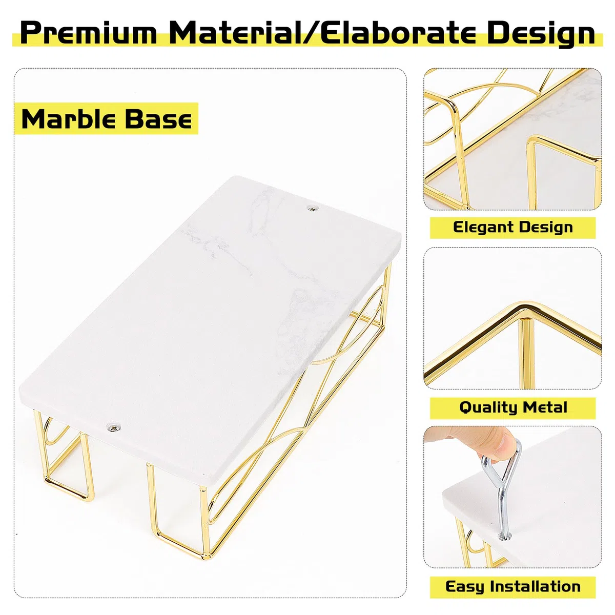Servilletero con base de mármol, dispensador de papel de toalla de invitados para mesa, moderno soporte de servilletas de metal, ideal para todos los accesorios de decoración de cocina