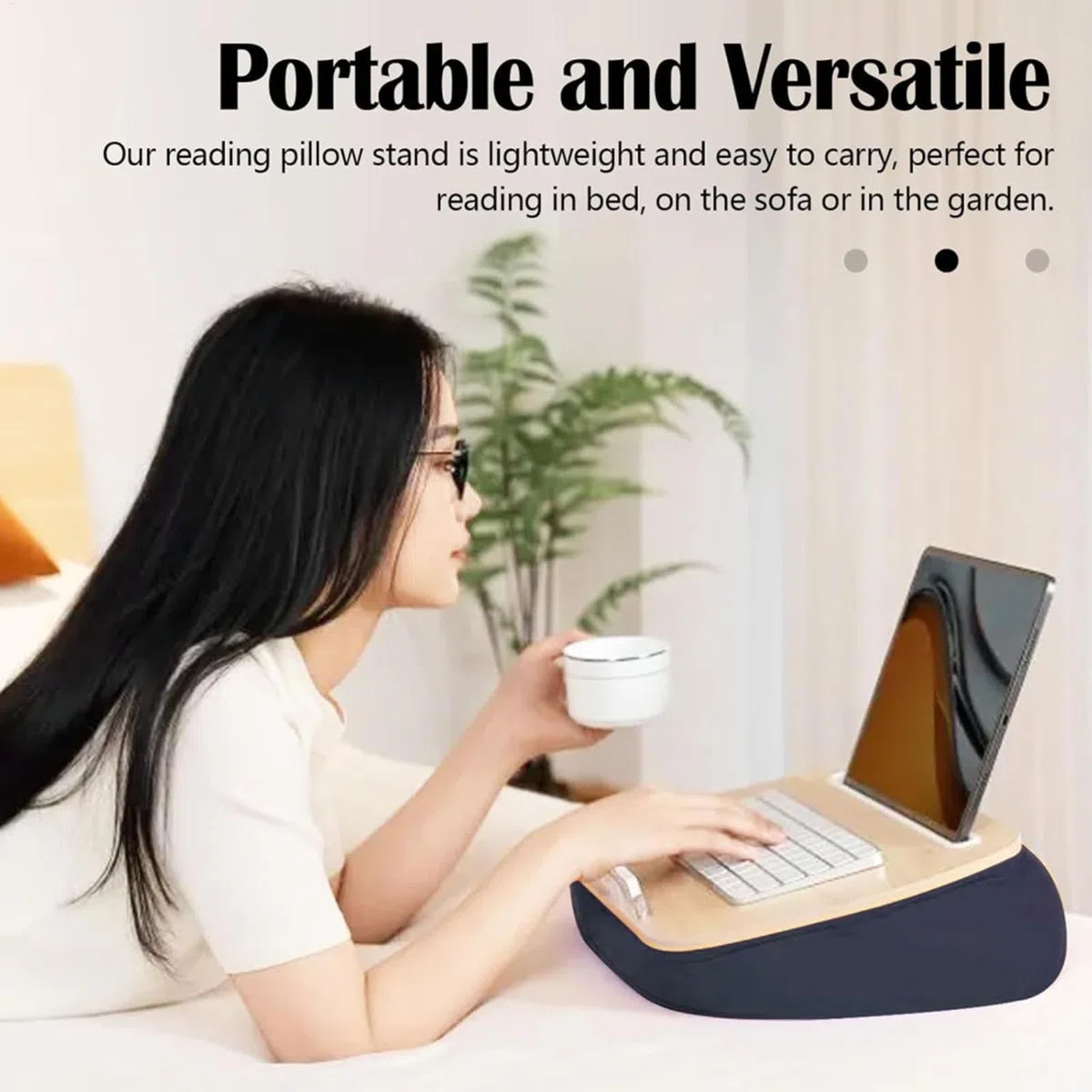 Soporte Almohada para Lectura Ángulo Ajustable Reduce Tensión Cervical | Almohada de lectura en cama con soporte Relleno de Bolitas de Espuma, para Lectores, Portátil, Cama, Sofá, Tablet, E-Reader