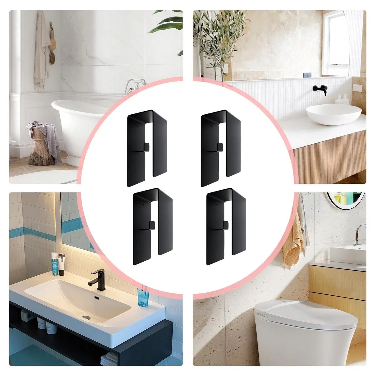 Ganchos de baño de Acero Inoxidable sin Necesidad de taladrar - Toallero de Pared para Batas, esponjas, gasas, Abrigos y Llaves. Ideal para Apartamentos, residencias estudiantiles,