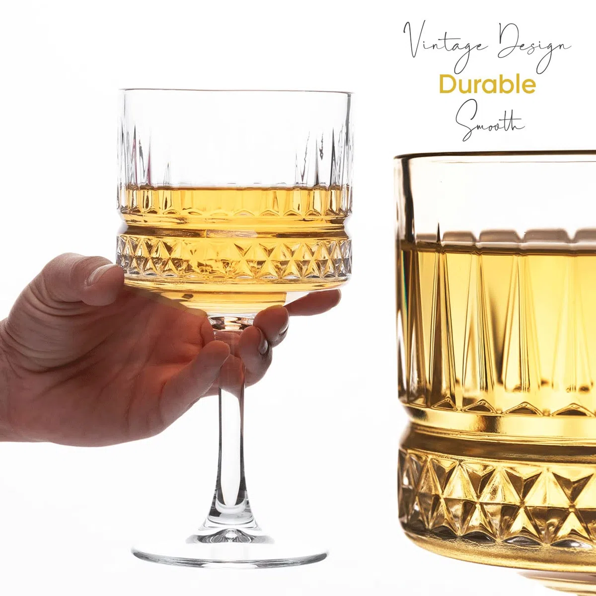 Copas vintage Coupe (500 ml), champán, cóctel, martini, Aperol Spritz, copas de vino, cristalería de tallo largo (2 unidades)