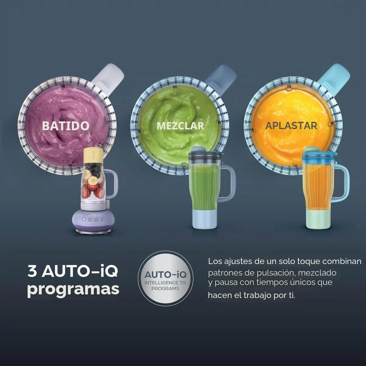 Ninja BlendBoss - Batidora personal con vaso portátil, vaso de viaje extraíble, 3 modos preestablecidos automáticamente, frambuesa azul DB351UKBL