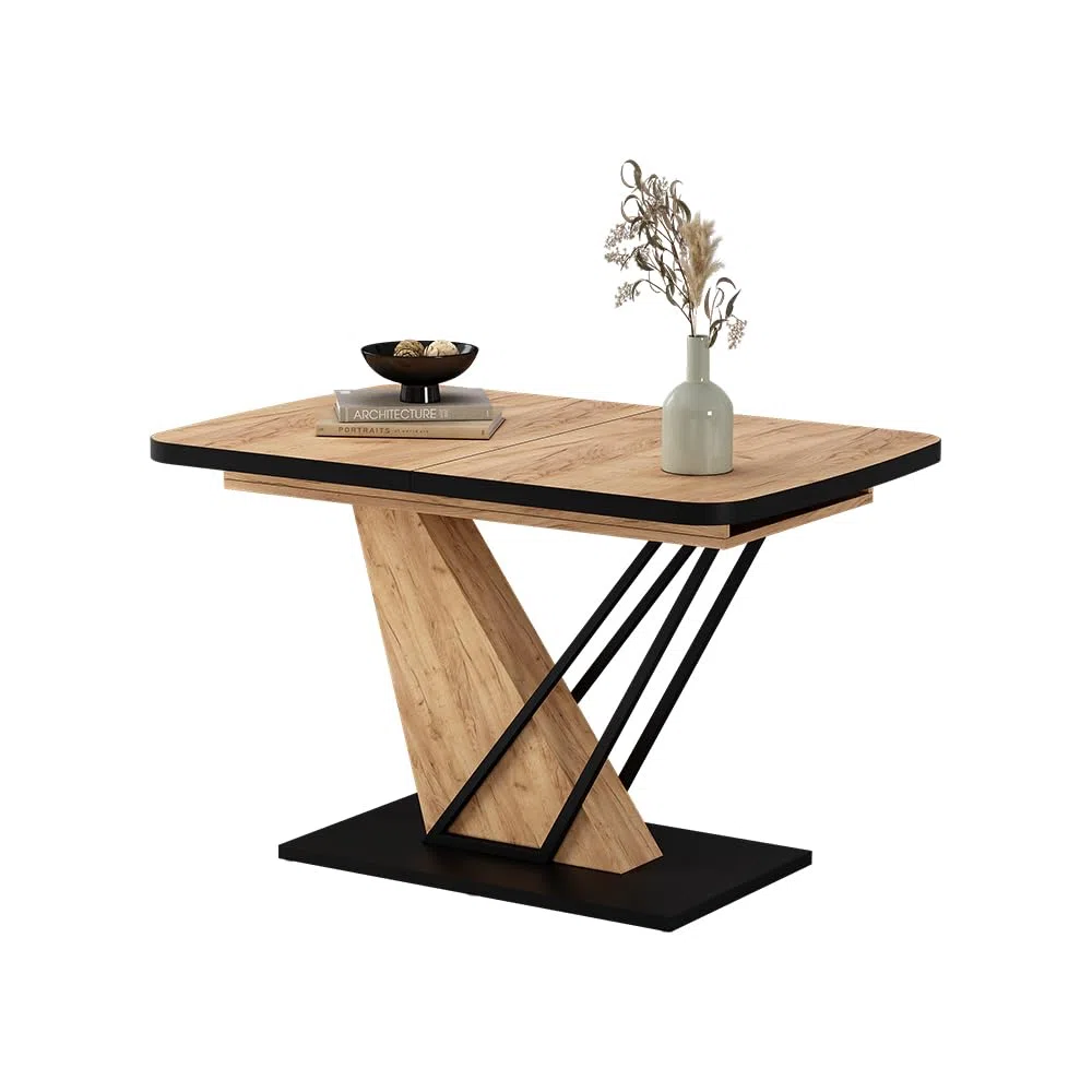 Vicco Mesa de Comedor Fenaro, Roble Dorado, 120-160 x 80 cm | extensible, extensible hasta 160 cm con placa adicional integrada