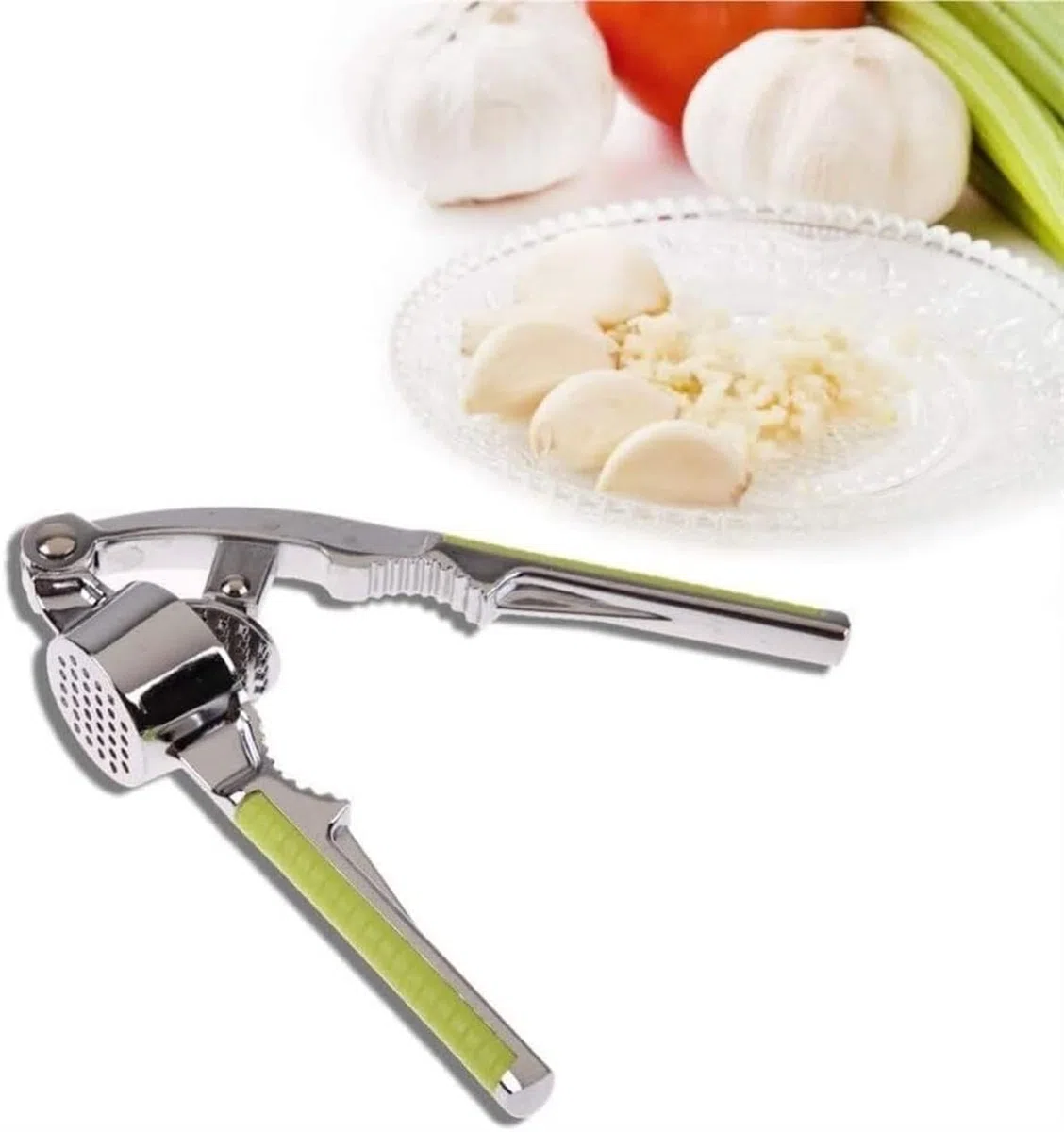 Prensa de Ajos de Acero Inoxidable, Picador de Ajo y Jengibre Fácil de Usar con Mango Ergonómico, Herramienta de Cocina Sin Desorden para Picar Ajo Limpio, a, 15,5 * 3cm