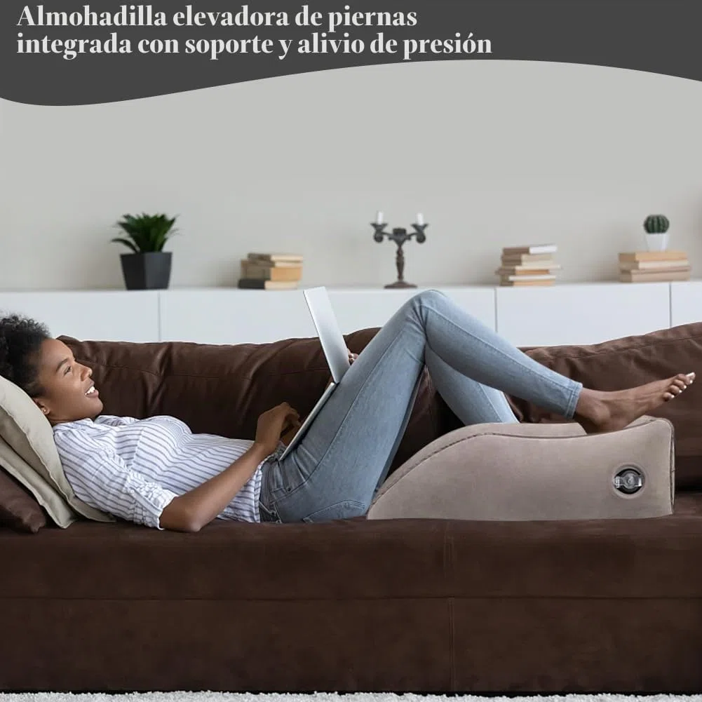 DASIAUTOEM Almohada de Soporte para Piernas y Rodillas, Almohada en Forma de Cuña Inflable, Almohada para Elevar Las Piernas, Mejora del Sueño, Transpirable y Lavable (Gris)