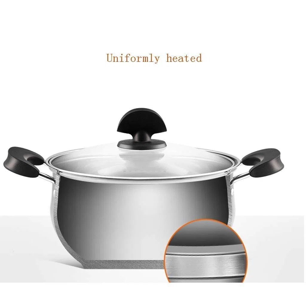 Stockpot 304 Sopa de Acero Inoxidable Olla de Gas para Gas de Gas de inducción de inducción Bota de Oreja Caliente Martillo de Orejas Desayuno freír sartén