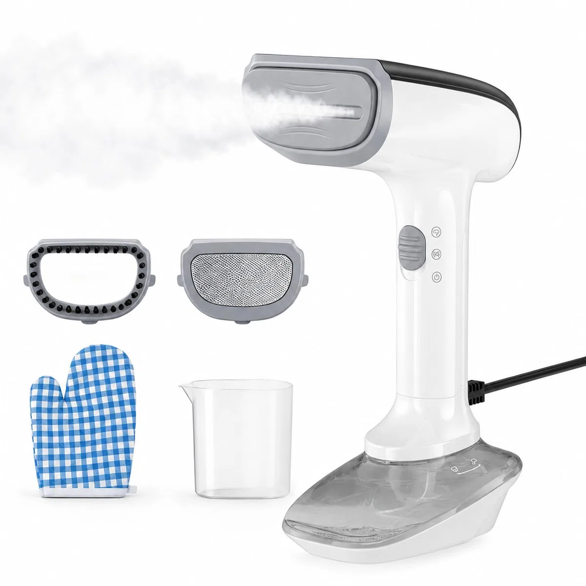 Vaporizador de Mano 1200W, Calentamiento Rápido 30s, Vapor Continuo 23g/min, Depósito 300ml Desmontable, Vaporizador Portátil para Ropa con Accesorios