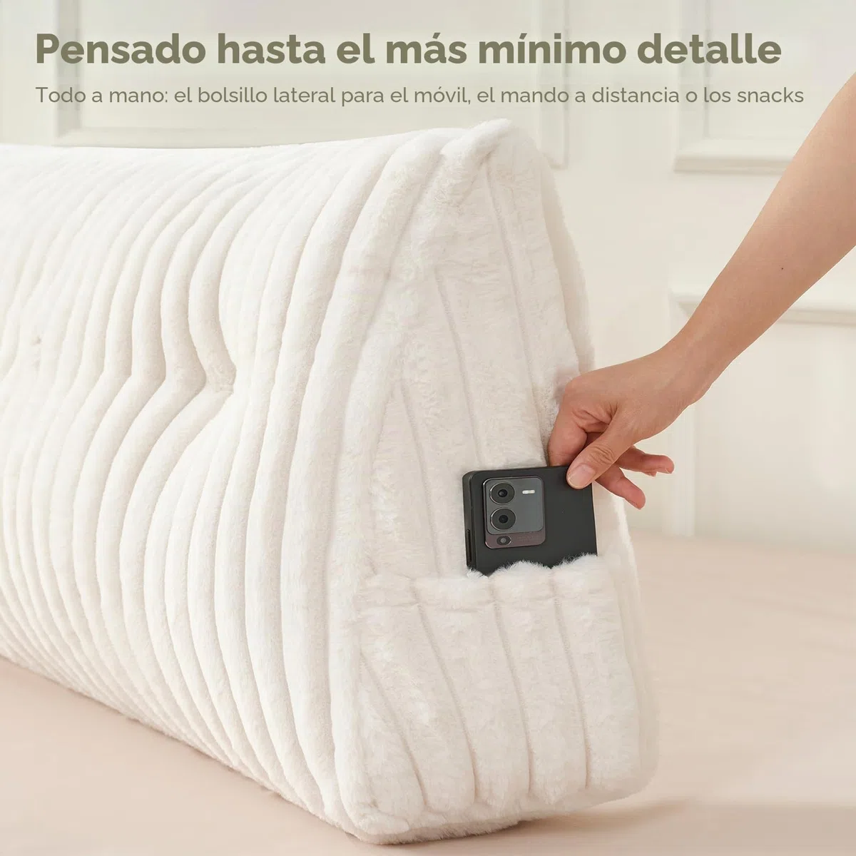 Z-Hom Cojín para Libros, cuña, cojín de Lectura para Cama y sofá, cojín de Espalda, práctico Compartimento Lateral, Cubierta extraíble, con Almohada Redonda (Variedad de Fibra Larga 150 * 50 * 20cm)