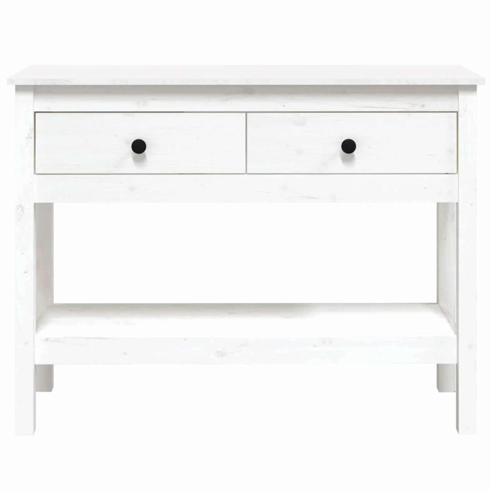 Homgoday Mesa Consola Recibidor Mueble de Entrada Estrecha Clásica Grande Mesa Auxiliar para Pasillo Comedor Mesa Consola de Madera Maciza de Pino Blanco 100x35x75 cm