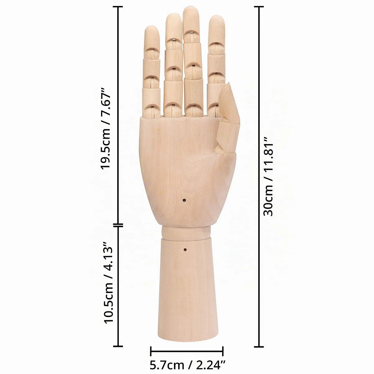 Hermosa Mano articulada de Madera Izquierda y Derecha (2 Piezas) – Longitud 30 cm – Mano maniquí articulado de Madera para Dibujo, bocetos y Pintura – Portajoyas