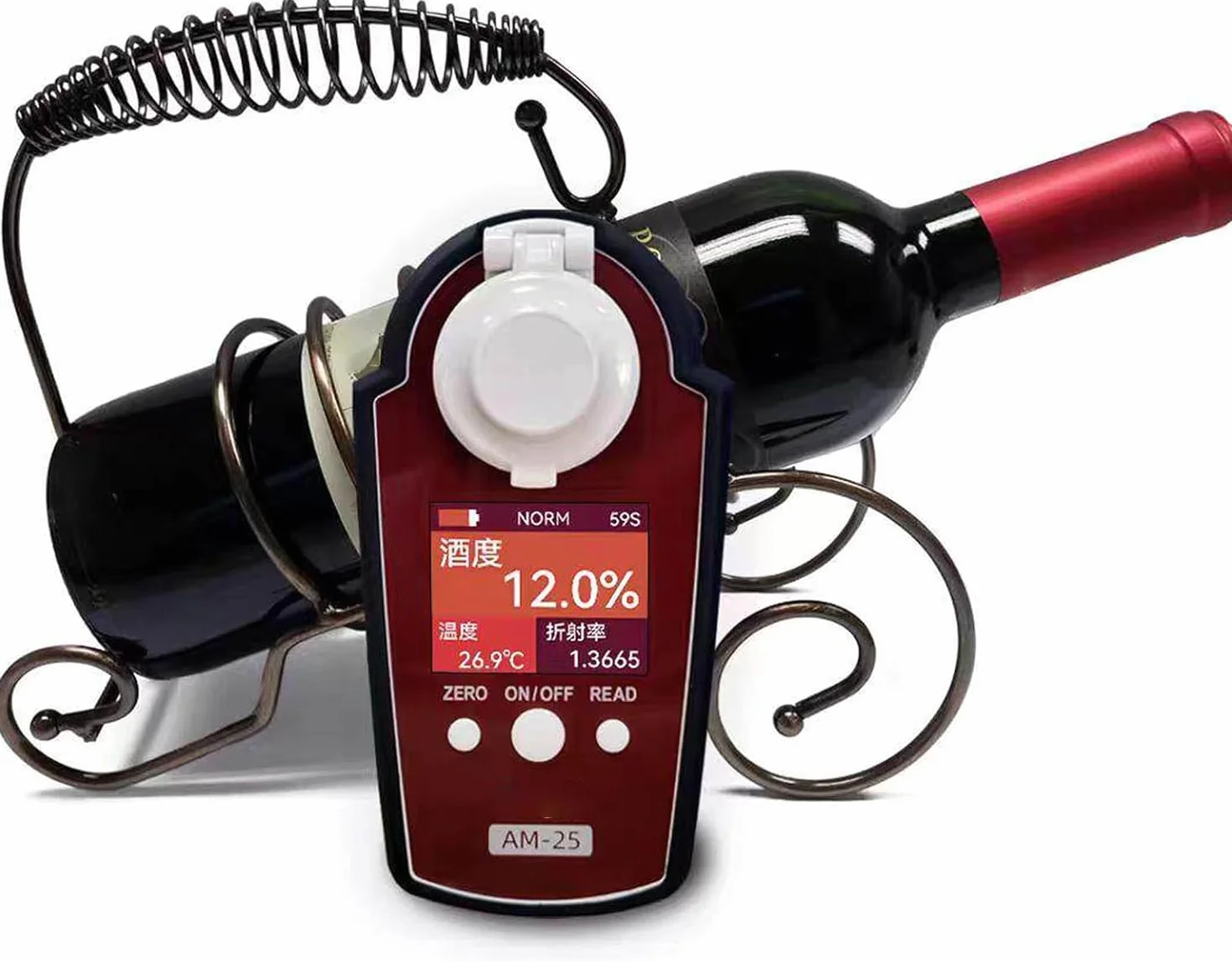 Refractómetro portátil de alcohol 0-25%, probador de mano para una medición precisa de la concentración de vino