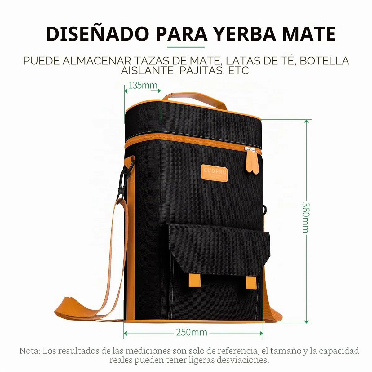 Premium Matero - Kit de yerba mate - Bolsa portátil de doble capa impermeable con 2 bolsillos para botellas de vino, para viajes, picnic, playa, camping