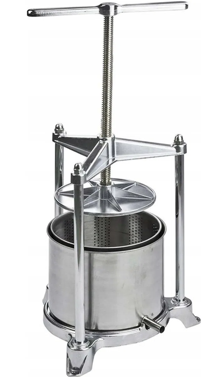 PAVI Prensa para alimentos de aluminio fundido a presión con recuperador de acero inoxidable, gris
