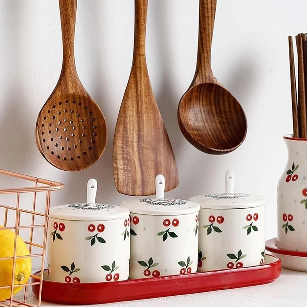 CMBSSTFC Tarros de condimentos, Recipiente de Sal para Cocina, Juego de azucarero de cerámica, Tarro de Especias de Cocina, Recipiente de azúcar, Sal, Especias, condimentos, tarros de Especias