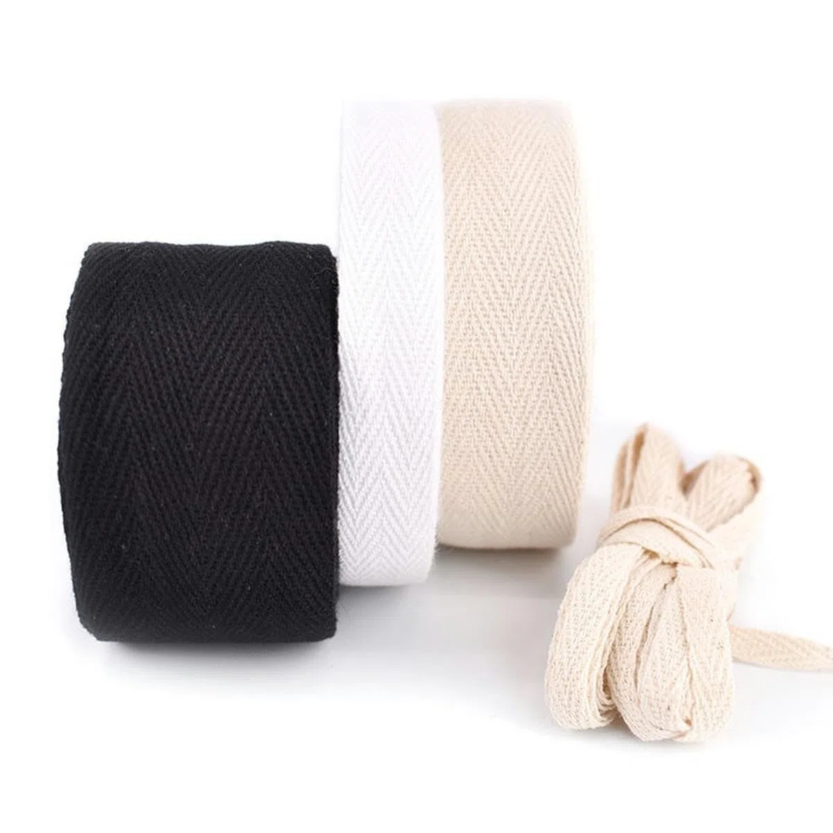 Cinta de espiga de 50 yardas Cinta de algodón Cinturón de alta tenacidad Bolsa Etiqueta Cinta Cinta de coser Encuadernación al bies Accesorios para manualidades DIY-Negro-3 cm