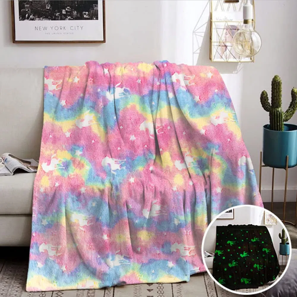 Manta Brillante Unicornio para Niños y Niñas, Suave y Cálida, Rosa (150 x 200 cm)