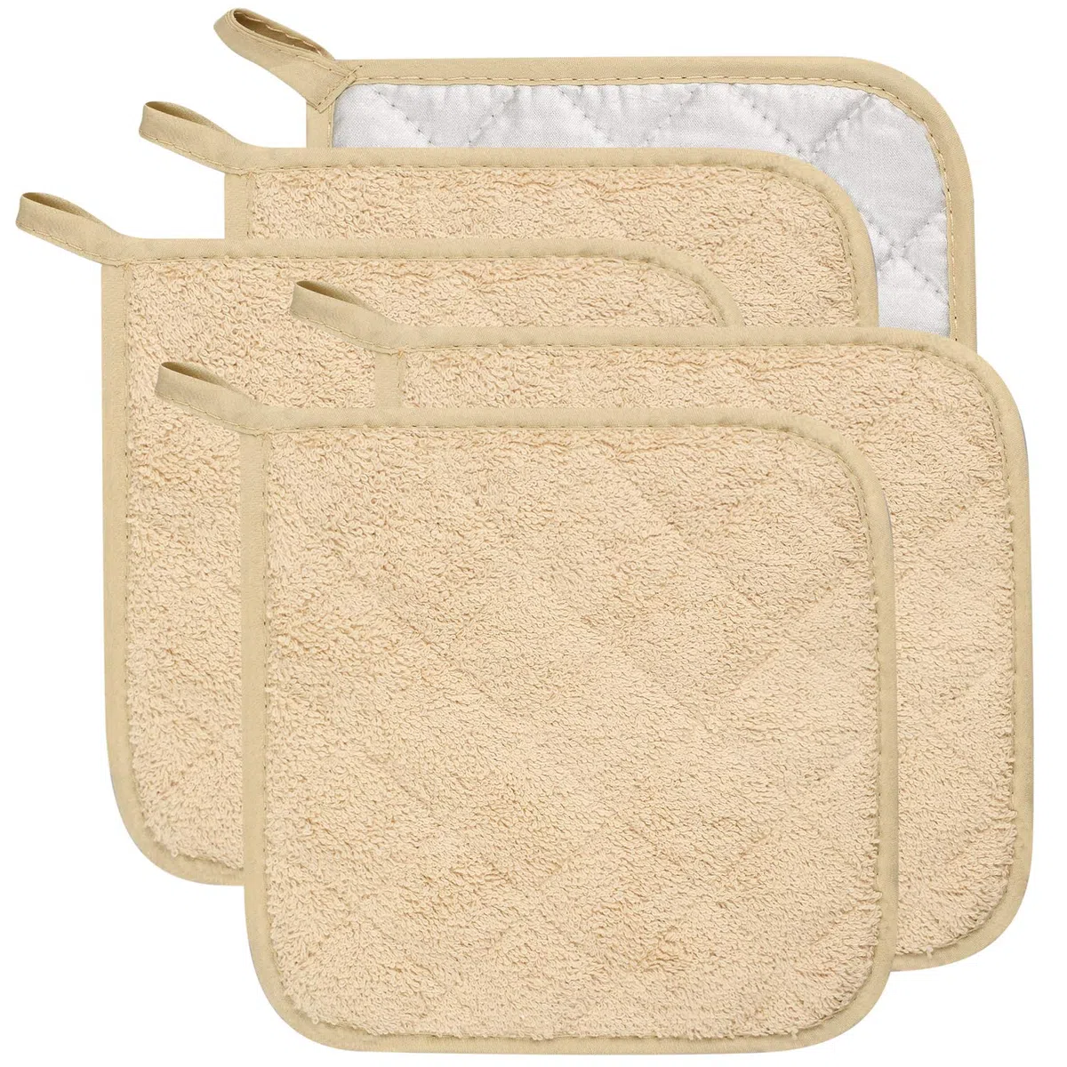 Set de 5 agarradores de 100% algodón resistentes al calor, para usar como posavasos, cocinar y hornear.