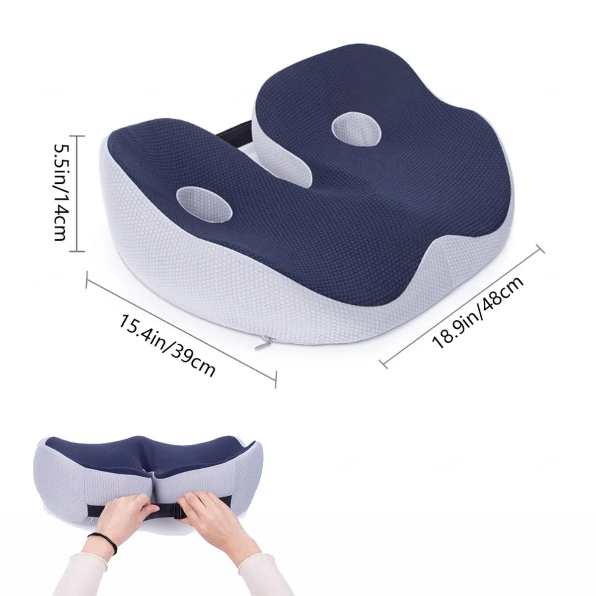 HAZARA Cojin Antiescaras, Cojín Silla Oficina Lavable Ergonómico, Cojin Coche para Cadera,Cóccix,Ciática,B-Black