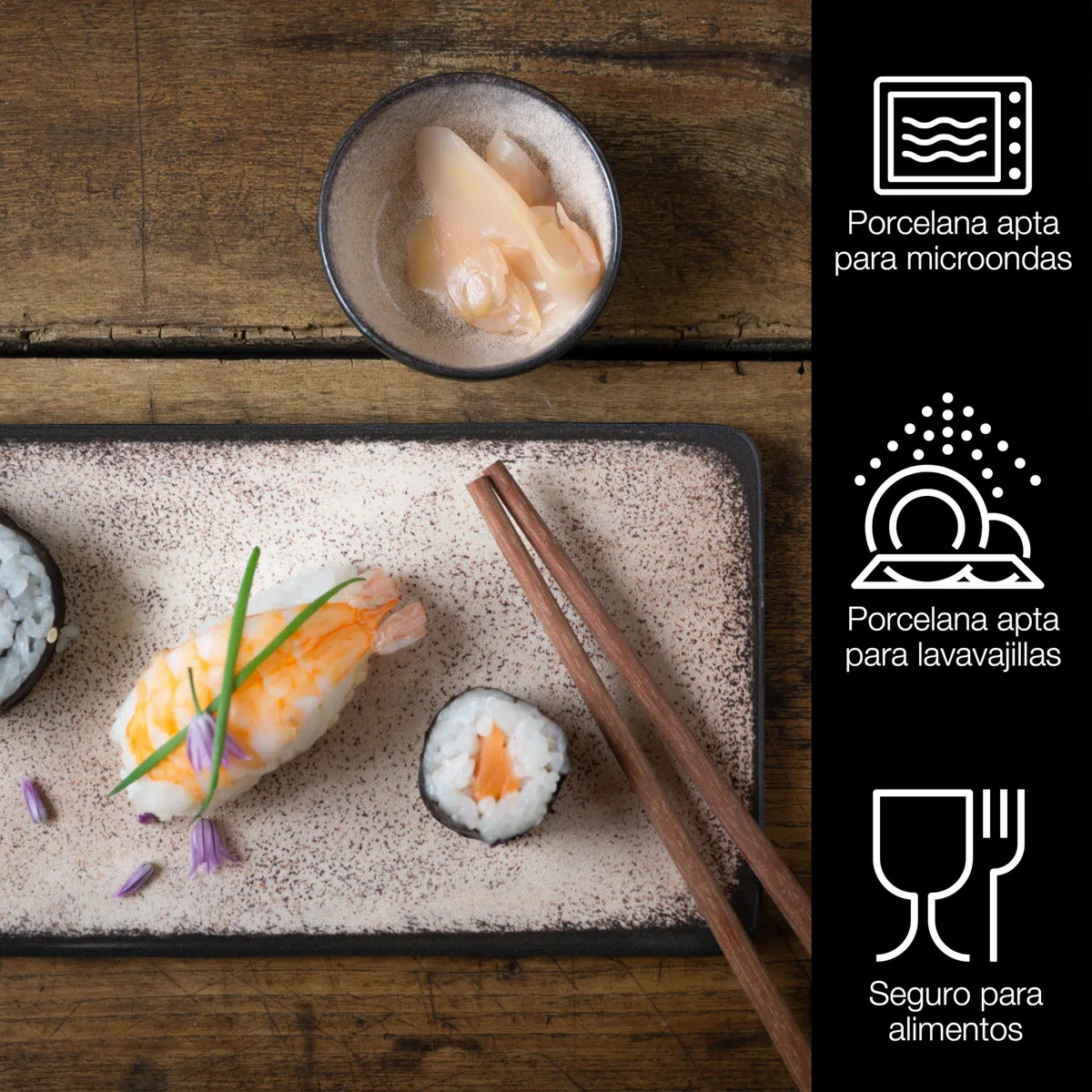 Moritz & Moritz Vajilla Sushi - Platos Sushi Ceramica - Plates Set 10 Piezas para 2 Personas - Plato Sushi con Palillos Soporte de Palillos Cuencos para Wasabi