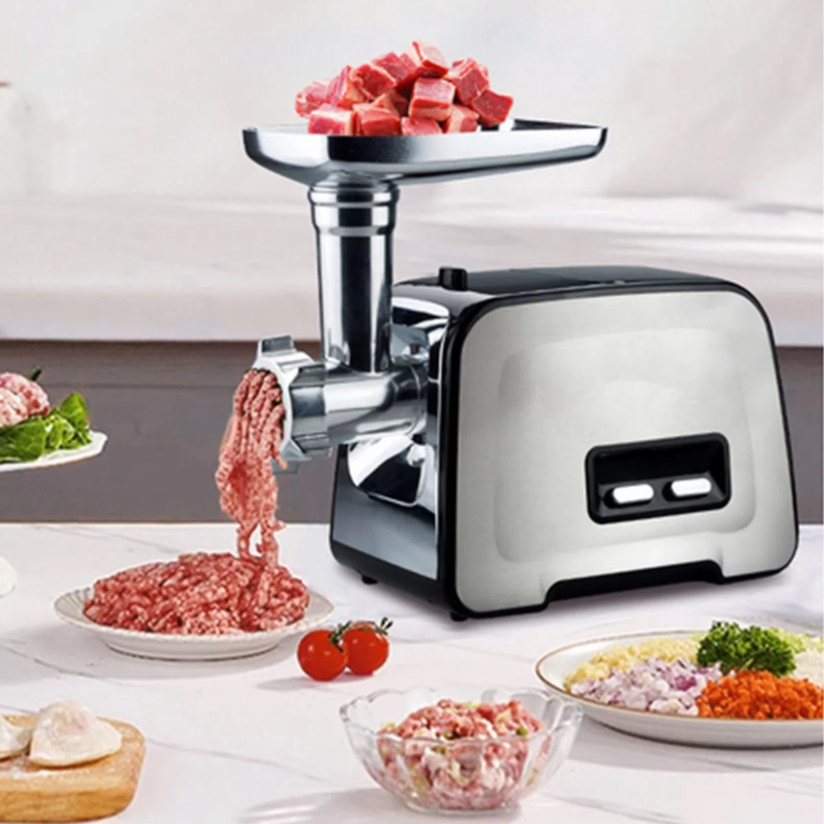 TOPINCN Picadora de Carne Eléctrica de 3200W, Embutidora de Salchichas, Procesador de Alimentos Compacto Resistente para Moler, Relleno de Salchichas y Cocinar