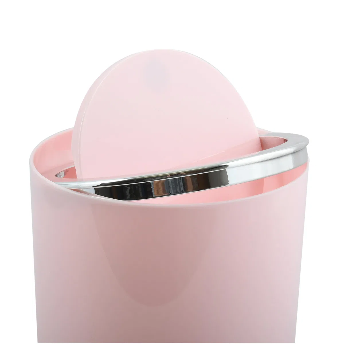 MSV - Papelera de baño Aspen - Pedal y tapa basculante - 6 L - Ø18,5 x 26 cm - Rosa claro - Diseño elegante - Ideal para baño, oficina y cocina
